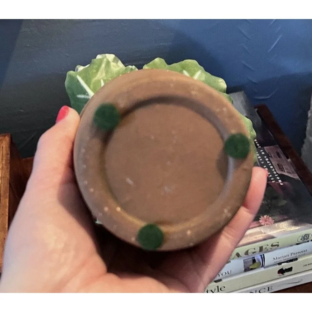 Realistic Potted Cabbage Plastic Ceramic Pot Garden Spring Easter 7inch Green